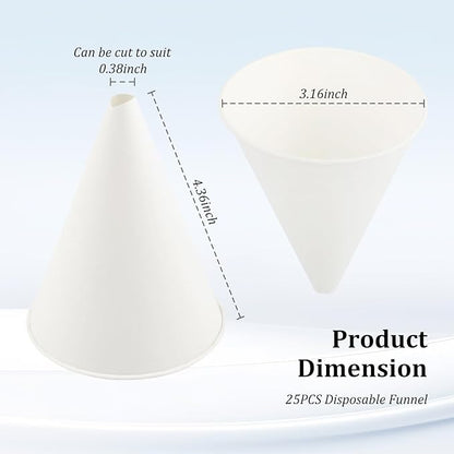 25PCS Disposable Funnels for Automotive Use,6 oz Paper Engine Oil Funnel for Oil Change and Fill of Coolant Motor Oil Gasoline Water,Universal Coolant Funnel Car Accessories