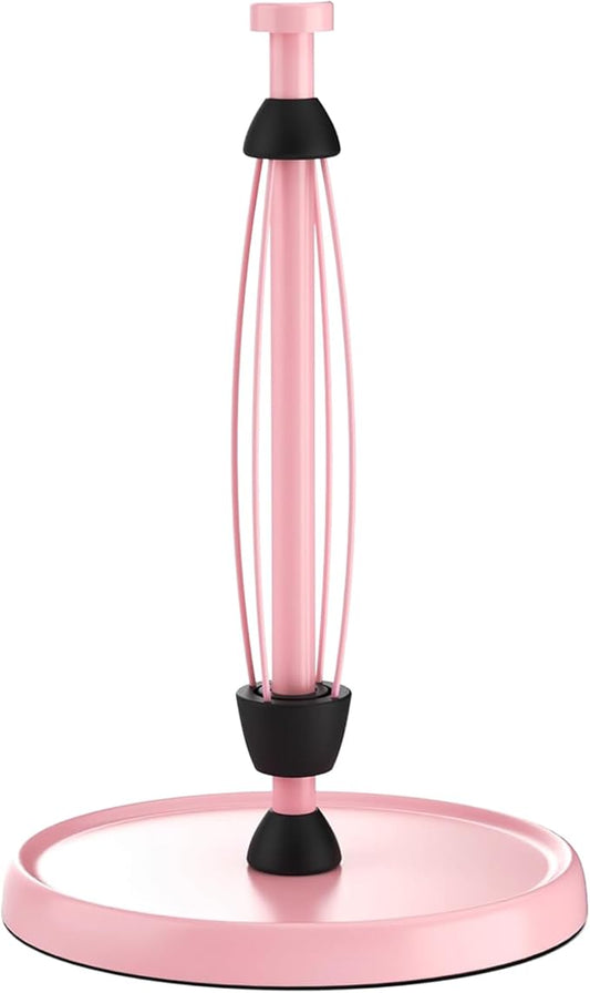 Pink Paper Towel Holder Countertop, Pink Kitchen Accessories Decor, Stainless Steel, Weighted Base, Paper Towel Roll Holder Stand with Ratchet Mechanism for Kitchen Bathroom Farmhouse Essentials by SWAITEE