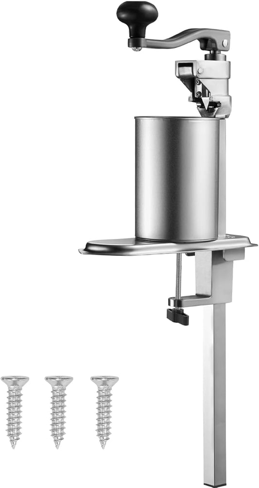 VEVOR Commercial Can Opener, Heavy-Duty Manual Tabletop Cans Opener for Cans Up to 11.8 in Height, Height-Adjustable Can Openers Fixed with Screws & Table Clamp, for Restaurant, Hotel, and Food Store