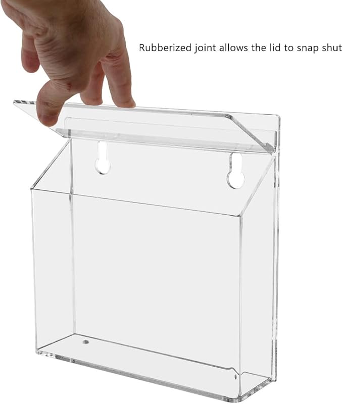 Marketing Holders Outdoor Brochure Holder Holds 7.5” x 5.5” Postcards Wall Mount Clear Acrylic Advertisement Box with Lid Store Front Display Take One Organizer Bin