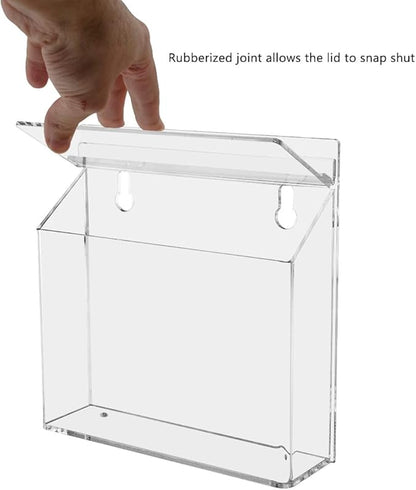 Marketing Holders Outdoor Brochure Holder Holds 7.5” x 5.5” Postcards Wall Mount Clear Acrylic Advertisement Box with Lid Store Front Display Take One Organizer Bin