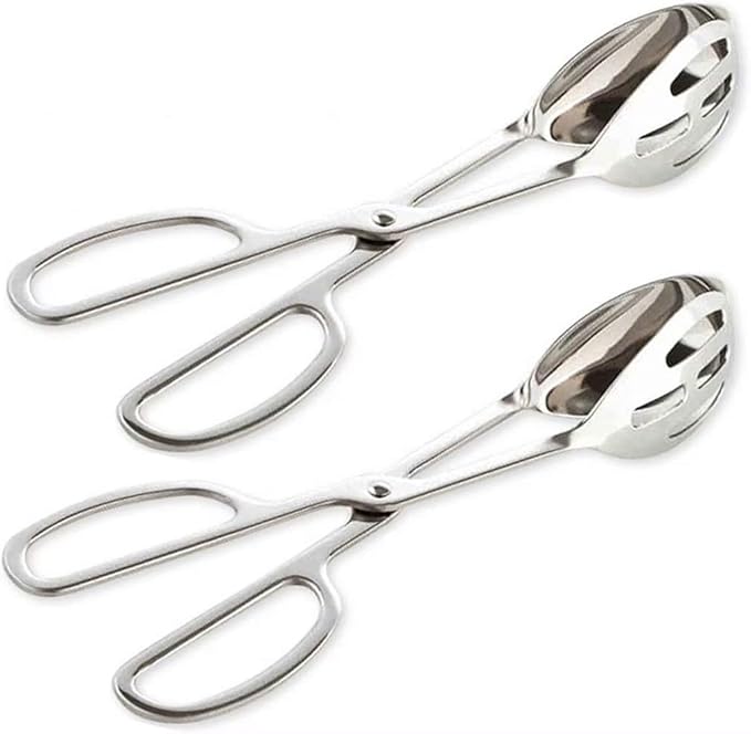 KEBE 2-PACK Serving Tongs for Cooking Buffet Party Catering, Thickening Food Serving Cake Bread Kitchen Salad Tongs, Stainless Steel by KEBE