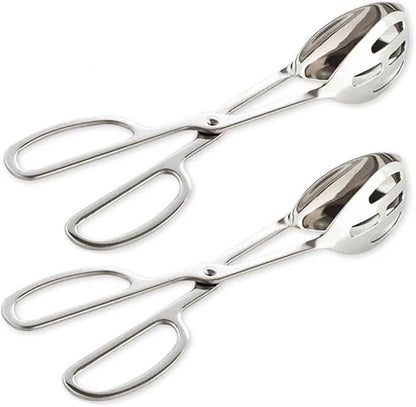 KEBE 2-PACK Serving Tongs for Cooking Buffet Party Catering, Thickening Food Serving Cake Bread Kitchen Salad Tongs, Stainless Steel by KEBE