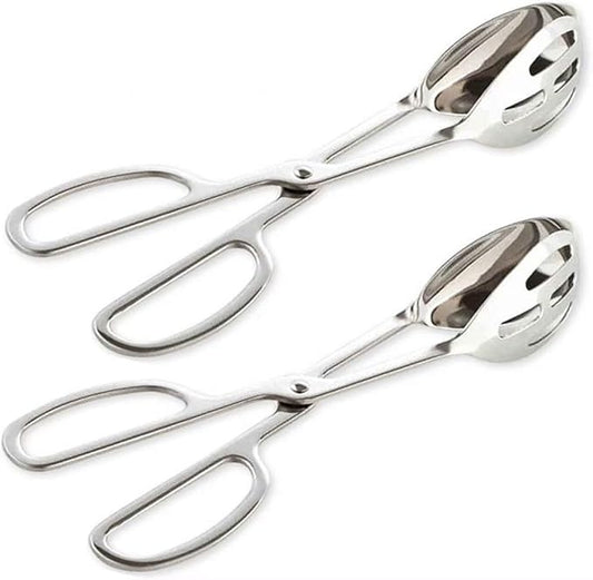 KEBE 2-PACK Serving Tongs for Cooking Buffet Party Catering, Thickening Food Serving Cake Bread Kitchen Salad Tongs, Stainless Steel by KEBE