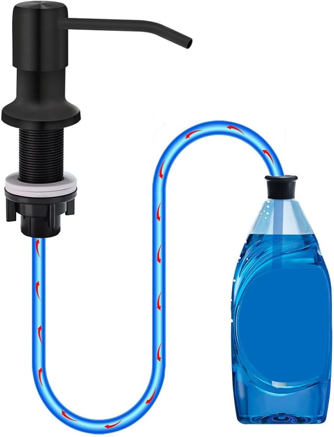 Soap Dispenser for Kitchen Sink, Countertop Soap Dispenser Pump, 47" Silicone Extension Tube Connect to The Soap Bottle Directly, Say Goodbye to Frequent Refills (Black) by izolor