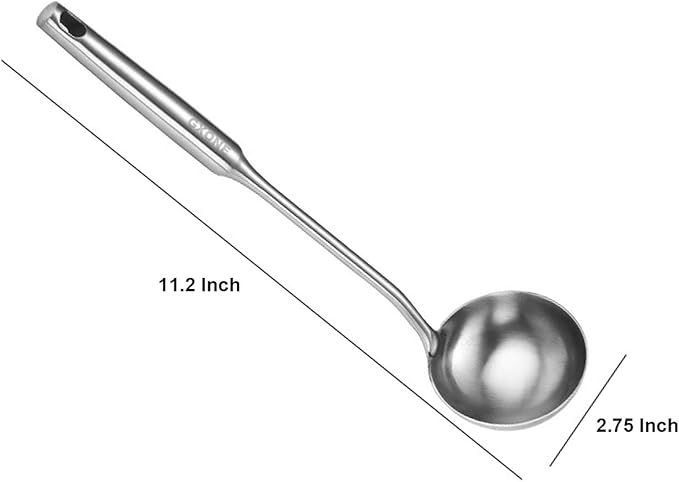 Soup Spoon Ladle,304 Stainless Steel Cooking Spoon Kitchen Tool For Wok With Hollow Handle, Silver/13.9Inch - Image 2