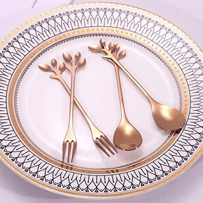 AnSaw Elegant Rose Gold Leaf Coffee Spoons - 10-Piece, 4.7" Mini Stainless Steel Espresso & Dessert Tea Spoons, Perfect for Demitasse & Small Servings - Image 5