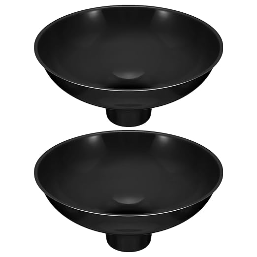 Vesici 2 Pack Extra Large Wide Mouth Funnel Black 2.5" x 10" Multi Purpose Filling Funnel Plastic Reusable for Water Softener Resin Tanks Carbon Media Jar Filling Use