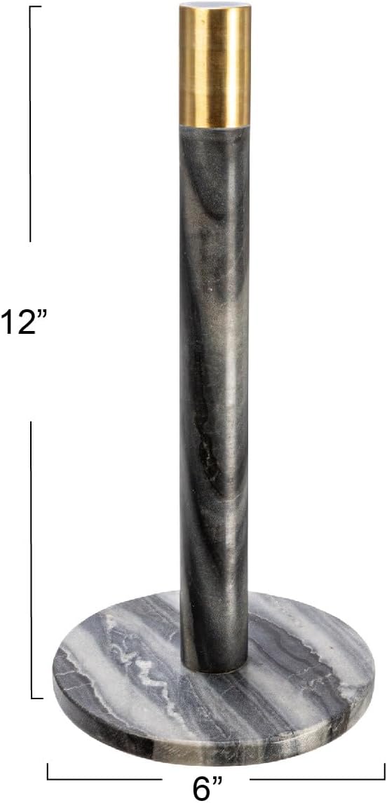 Modern Marble Paper Towel Holder with Brass Detail, Grey - Image 9