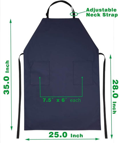 VWELL Waterproof Rubber Vinyl Apron W/ 2 Pockets - Lab Apron for DishWashing,Grooming
