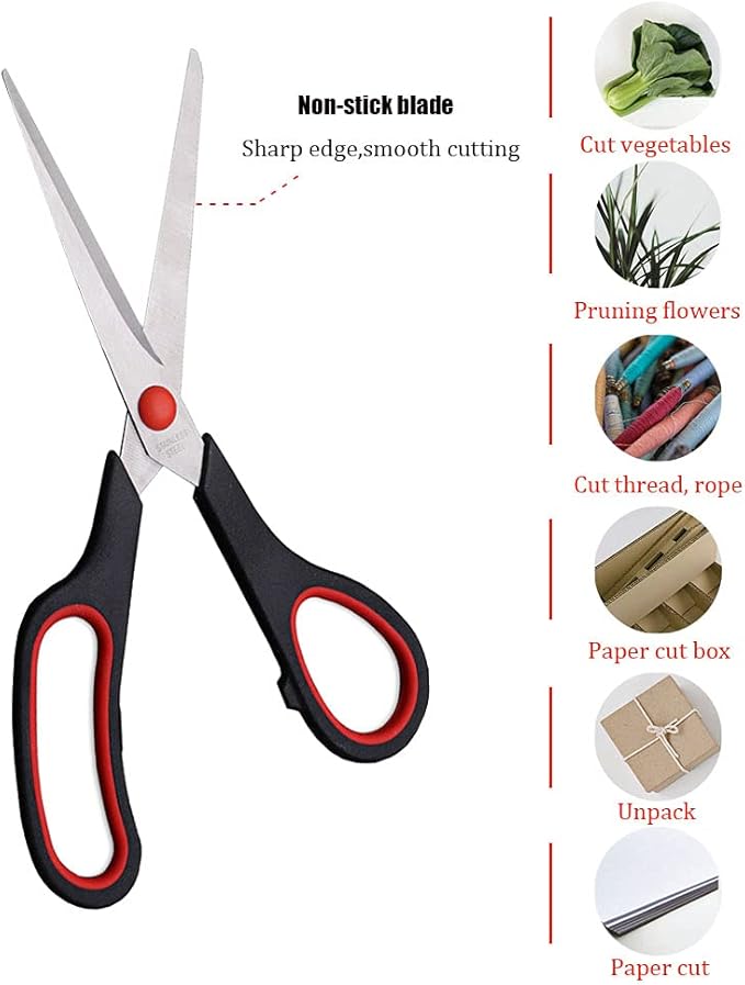 Scissors, Multipurpose office Scissors,8.5 Inch Ultra Sharp Shears, Comfort-Grip Handles Household scissors，Sturdy Sharp Craft Supplies - Pack of 5, Right/Left Hande - Image 4