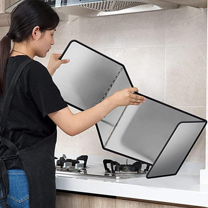 Splatter Guard for Frying Non-Stick 3 Sided Foldable Grease Splatter Screen Stainless Steel Backsplash Anti Splatter Shield Guard for Stove Screen Protector for Frying Stove Top Wall L ANGINORLD - Image 3