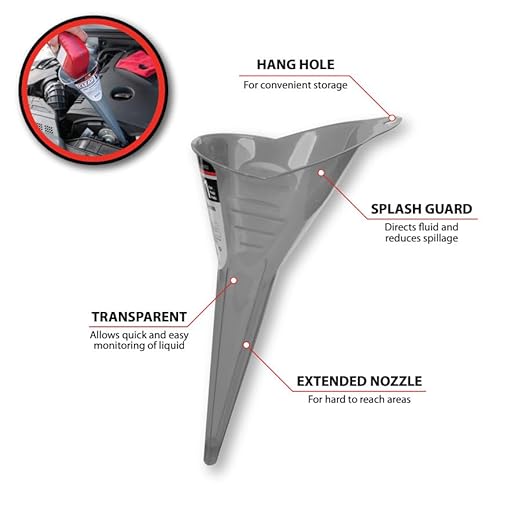 Performance Tool W4052 Clear View Long Reach Funnel - 1 Pint, Upgraded Design for Clean and Quick Transfers