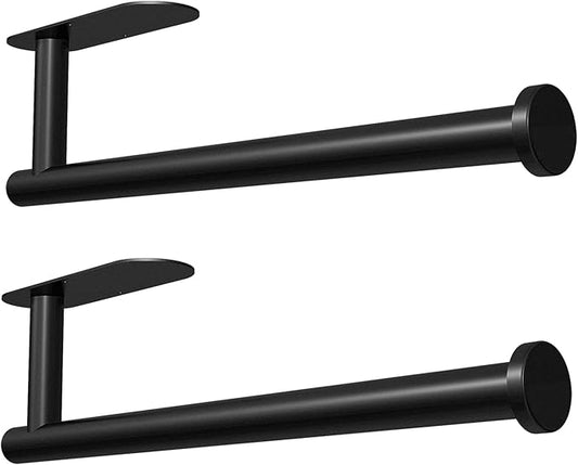 DEKAVA Under Cabinet Wall Mount Paper Towel Holder, Self-Adhesive Bar, Stainless Steel 13 inch (Black, 2) by DEKAVA