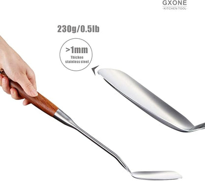 Chinese Wok Spatula, 304 Stainless Steel Spatula with Heat Resistant Wooden Handle Wok Utensils,Silver/15.7Inch - Image 4