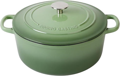 EDGING CASTING Enameled Cast Iron Dutch Oven Pot With Lid, 5.5 Quart, for Bread Baking, Cooking, Pistachio Green by EDGINGCOOKWARE