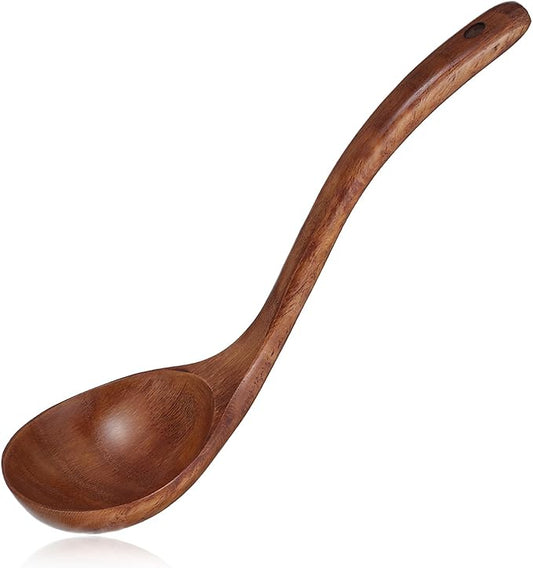 Wooden Soup Ladle, 10.2 Inch Long Handle Soup Ladle Wooden Soups Spoon Kitchen Utensil for Kitchen Cooking Serving Soups by Unknown