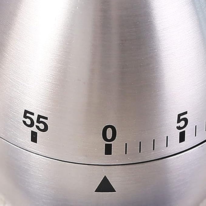 Kitchen Timer for Cooking, Egg Kitchen Timer Stainless Steel Mechanical Rotating Alarm 60 Minutes Count Down Time Clock for Cooking Learning(Color:Silver)