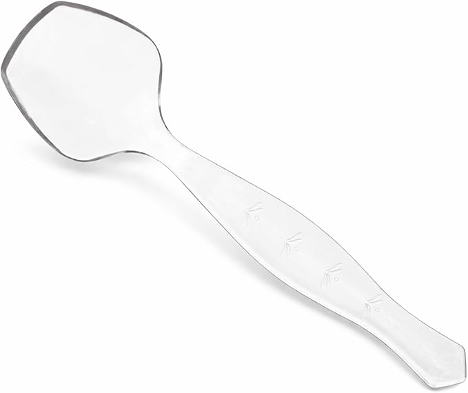 PARTY BARGAINS Disposable Clear Plastic Serving Spoons 8.75″ – Heavy-Duty Clear Plastic Spoons for Parties, Catering, Weddings, Events – 6 Count