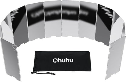 Camp Stove Windscreen, Ohuhu Camping Stove Windscreen 8/10/12 Plates Aluminum Folding Portable Camping Stove Windshield Grill Wind Screen for Camp with Carry Bag for Camping Hiking Picnic Backpacking