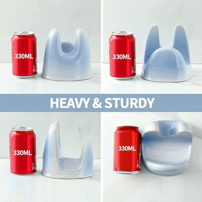 Nihow Pot Lid Holder: Stable Ceramic Pan Lid Holder for Kitchen Counter Decor/Counter top/Stove Top- Heat Resistant & Dishwasher Safe - Elegant White & Blue (1 PC) - Image 5