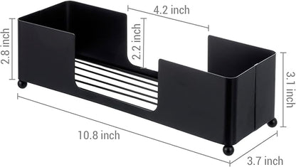 MyGift Modern Matte Black Metal Tabletop Folded Paper Hand Towel Holder, Commercial Countertop Tissue Paper Dispenser Tray for Trfold, C-Fold and Z-Fold Paper Towels, Set of 2