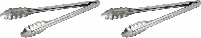 Winco Stainless Steel, Coiled Spring Utility Tong Heavyweight, Medium, 12-Inch (Pack of 2) by Winco