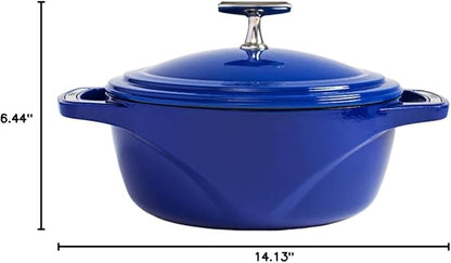Lodge USA Enamel 4.5 Qt Enameled Cast Iron Dutch Oven - Cast Iron Cookware - Dutch Oven Pot with Lid - Smoothing Sailing Color - 4.5 Qt Capacity