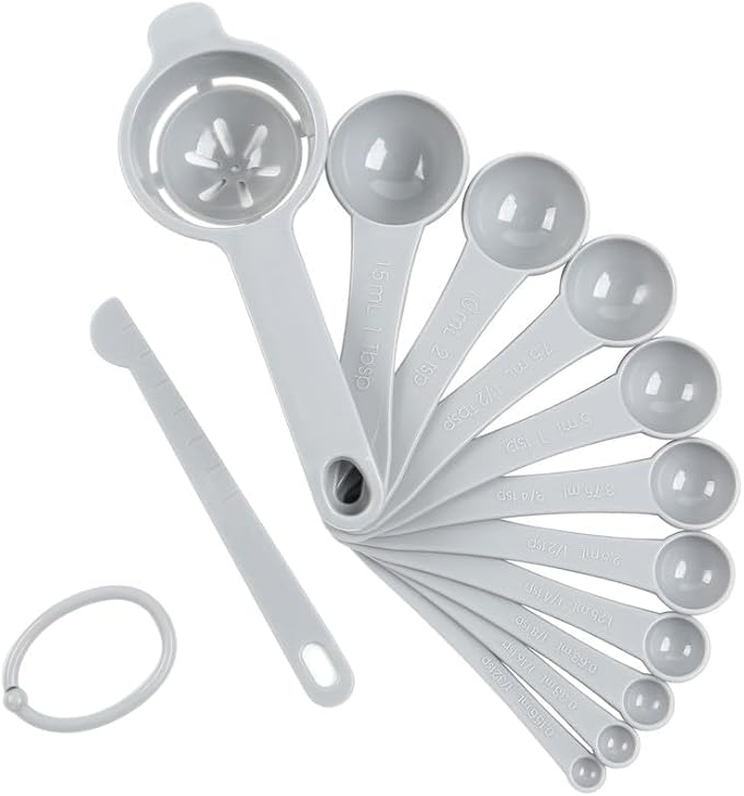 DOTINGHUX Measuring Spoons Set with Egg Separator 12-Piece,Gray