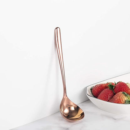 Comicfs Soup Ladle, 4 Pack Durable SUS 304 Stainless Steel with Polished Titanium Plated Big Volume Soup Spoon, Kitchen Gadget Utensil 8-Inch (Rose Gold) - Image 7