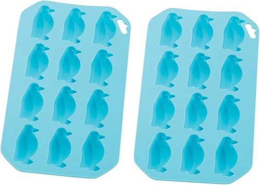HIC Kitchen Silicone Penguin Ice Tray, Non-Stick, Set of 2, Each Tray Makes 12 Penguins