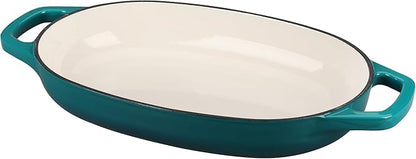 EDGING CASTING Enameled Cast Iron Oval Dutch Oven Pot with Lid, Dutch Oven for Sourdough Bread Baking, Bread Oven, Bread Dutch Oven, Oval Bread Pan, 5qt, Darkcyan
