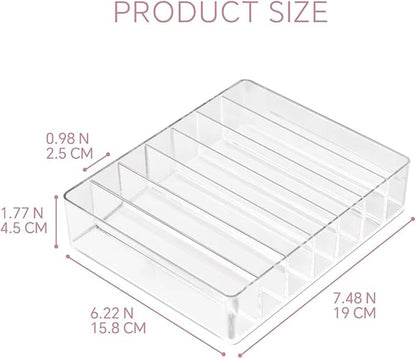 WECHENG Makeup Organizer for Eyeshadow Palette and Lipstick Organizer, 7 Section Divided Makeup Palette Organizer for Vanity Drawer Countertop Modern Cosmetics Storage(7.48" x 6.22" x 1.77")