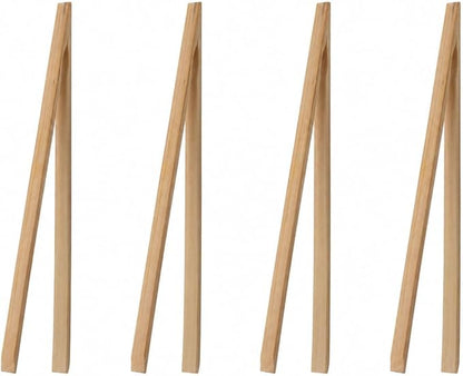 HIC Kitchen Toast Tongs, Natural Bamboo, 12-Inches, Set of 4