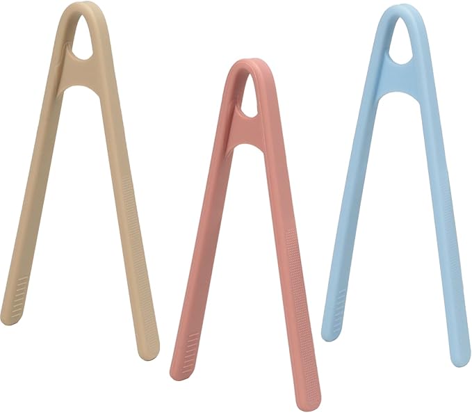 3-Pack Mini Silicone Tongs – 5.5" Small Kitchen Tongs in 3 Colors for Cooking, Serving & Fine Motor Skills by Unknown