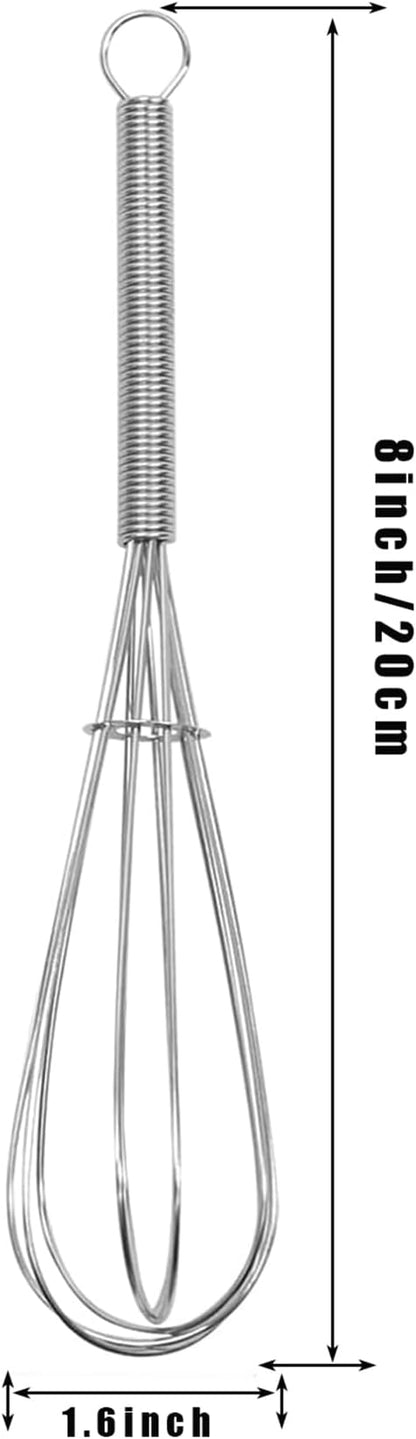 Digead Mini Wire Whisk, 8 Inch Small Whisk for Cooking - Ergonomic Spiral Handle, 304 Stainless Steel - Ideal for Whisking, Beating, Blending & Mixing Sauces - Silver - Image 2