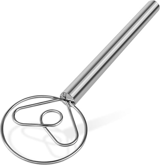 Danish Dough Whisk Stainless Steel Wooden Handle for Sourdough Bread Pizza and Pastry Making by YIGEDA