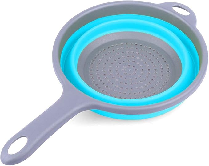 Kitchen Foldable Silicone Strainer Colanders, Collapsible Colanders with Handles, Space-Saver Folding Strainer Colander for Draining Pasta, Vegetable (Blue) - Image 4