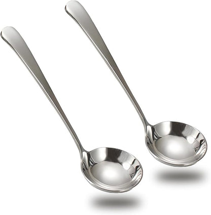 Asanta 2 PCS Small Soup Ladle, 7.7 Inch Sauce ladle, Durable 304 Stainless Steel Gravy Ladle Spoon, Mini Kitchen Serving Ladles for Sauces, Gravy, Salads, Soups, Desserts