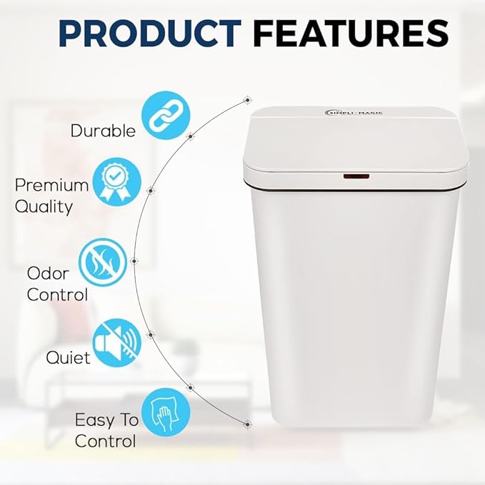 Simpli-Magic 13 Gallon (50L) Motion Sensor Touchless Trash Can – Automatic Hands-Free Garbage Can for Kitchen, Home, Office - Image 5