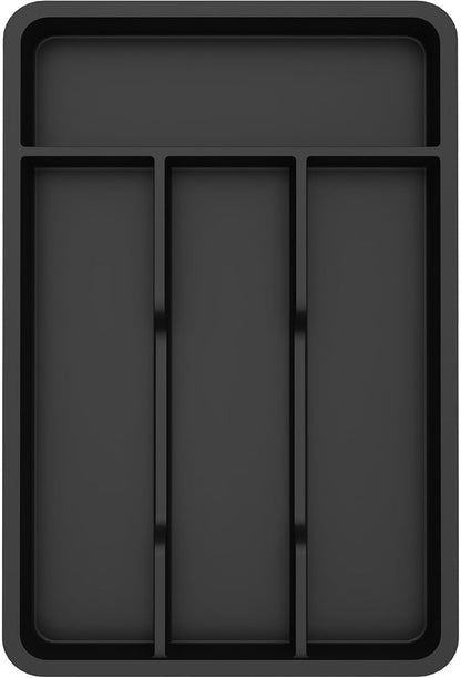 Lifewit Silverware Drawer Organizer Tray, Plastic Cutlery Storage for Kitchen, Flatware and Utensil Holder Divider for Spoons Forks Knives Tableware, 7.8 x 12.4", 4 Slots, Black by Lifewit