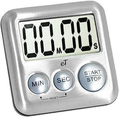 Elegant Digital Kitchen Timer Stainless Steel - Variety 8 Pack - Strong Magnet - Loud Alarm - Large Display - Auto Memory - Auto Shut-Off - (2 Each Silver, Lime, Plumberry, Charcoal 8-Pack) - Image 2