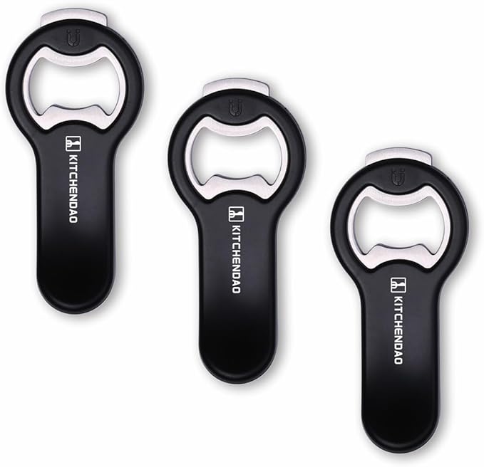 KITCHENDAO 2 in 1 Magnetic Beer Bottle Opener for Fridge and RV with Cap Catcher - Pop Can Soda Can Opener, Stick to Refrigerator for Easy Storage with Magnet, Gift for Men Husband Father- 3 Pack by KITCHENDAO
