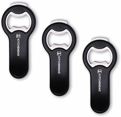 KITCHENDAO 2 in 1 Magnetic Beer Bottle Opener for Fridge and RV with Cap Catcher - Pop Can Soda Can Opener, Stick to Refrigerator for Easy Storage with Magnet, Gift for Men Husband Father- 3 Pack by KITCHENDAO