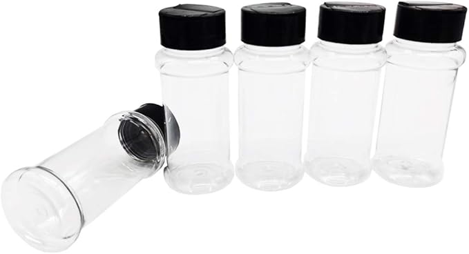 OJYUDD 16 Pack 3.4oz/100ml Plastic Spice Bottles Set,Empty Seasoning Containers with Black Cap,Clear Reusable Containers Jars for Spice,Herbs,Powders,Glitters - Image 8