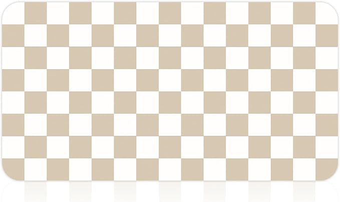 17" x 32" Checkered Dish Drying Mat for Kitchen Counter, Absorbent Coffee Bar Mat for Espresso Machine Coffee Countertops Accessories, Beige - Image 9