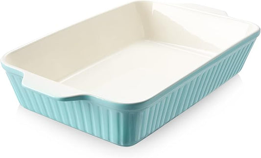 DOWAN 9x13-inch Baking Dish, Deep Casserole Dishes for Oven, Lasagna Pan Deep,135 oz Ceramic Baking Pan with Handles, Oven Safe for Baking, Home Decor Gift, Blue by DOWAN