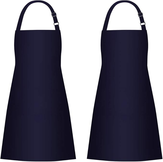 Jubatus 2 Pack Bib Aprons with 2 Pockets Cooking Chef Kitchen Apron for Women Men, Navy Blue by Jubatus