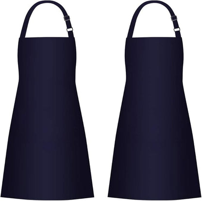 Jubatus 2 Pack Bib Aprons with 2 Pockets Cooking Chef Kitchen Apron for Women Men, Navy Blue by Jubatus