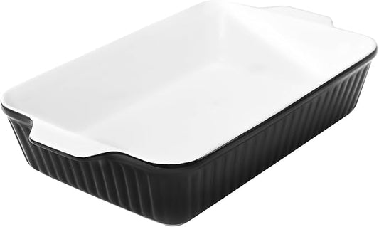 DOWAN 9x13-Inch Casserole Dishes for Oven, Ceramic Baking Dish, Large Lasagna Pan Deep, 4.2 Quarts Baking Pan with Handles, for Casserole, Bakeware, Lasagna, Home Kitchen Gift, Black by DOWAN